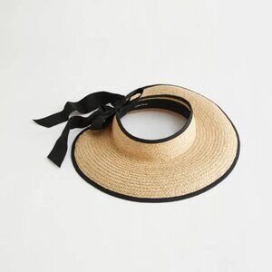 & Other Stories ribbon-tie straw visor hat (M)
